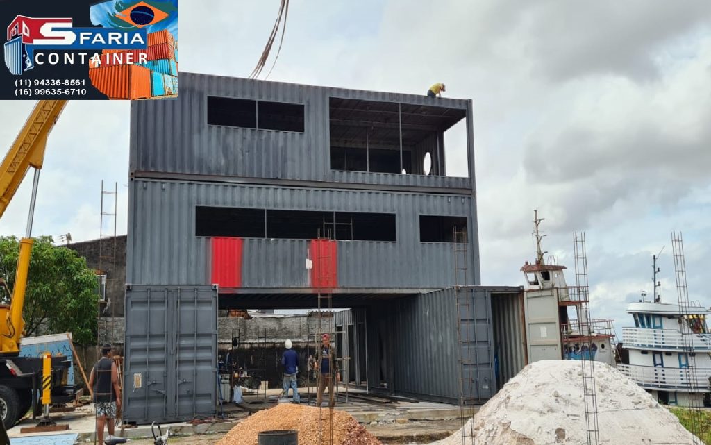 Projeto container Prédio comercial 240m2 com 8 Container 40 pés HC